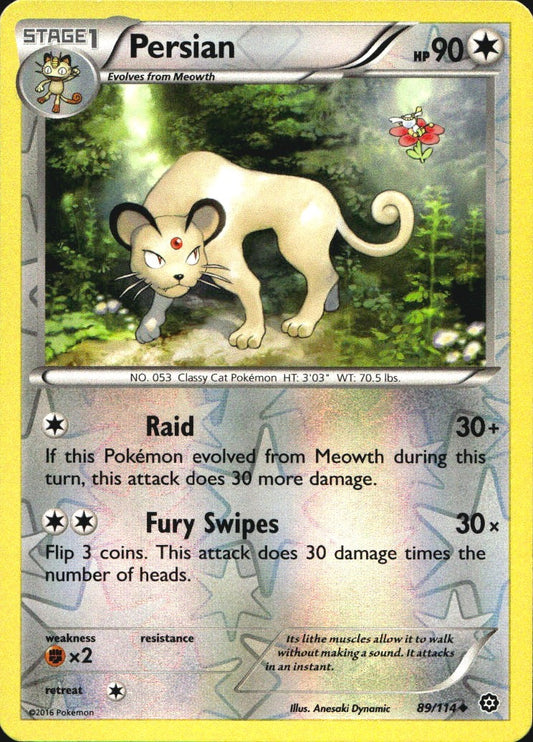Persian 89/114 Uncommon Steam Siege Pokemon Reverse Holo Near Mint