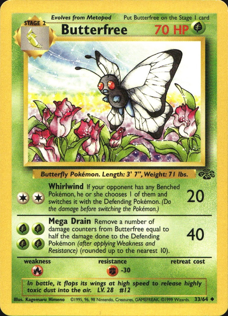 Butterfree 33/64 Uncommon Jungle Pokemon Near Mint