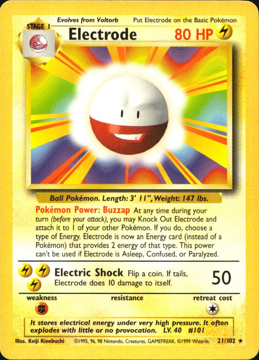 Electrode 21/102 Rare Base Set Unlimited Pokemon Near Mint