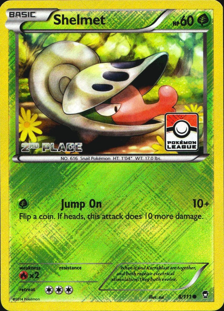Shelmet 8/111 3rd Place Stamp Common Furious Fists Pokemon Near Mint