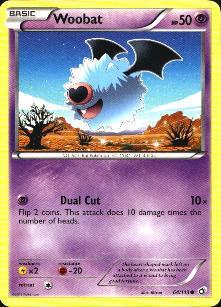 Woobat 64/113 Common Legendary Treasures Pokemon Near Mint