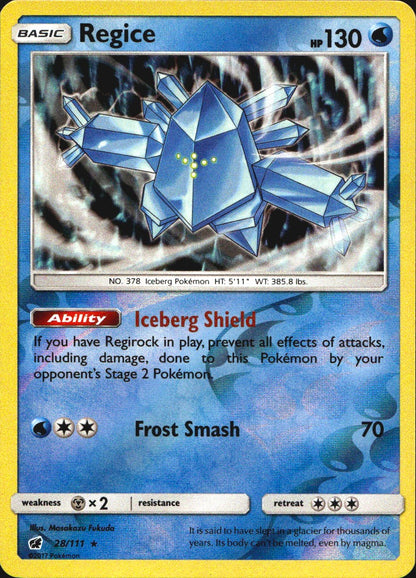 Regice 28/111 Holo Rare Crimson Invasion Pokemon Reverse Holo Near Mint