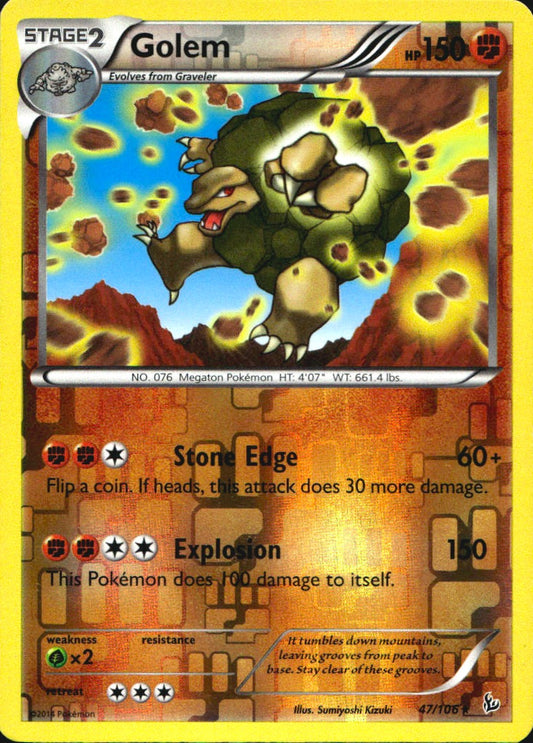 Golem 47/106 Rare Flashfire Pokemon Reverse Holo Near Mint