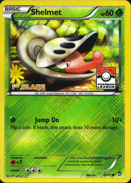 Shelmet 8/111 4th Place Stamp Common Furious Fists Pokemon Near Mint