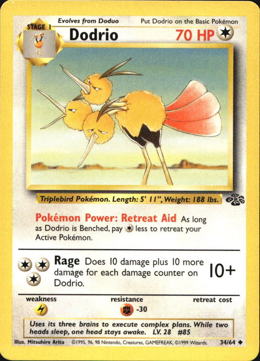 Dodrio 34/64 Uncommon Jungle Pokemon Near Mint