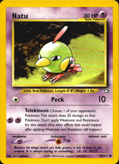 Natu 67/111 Common Neo Genesis Pokemon Near Mint