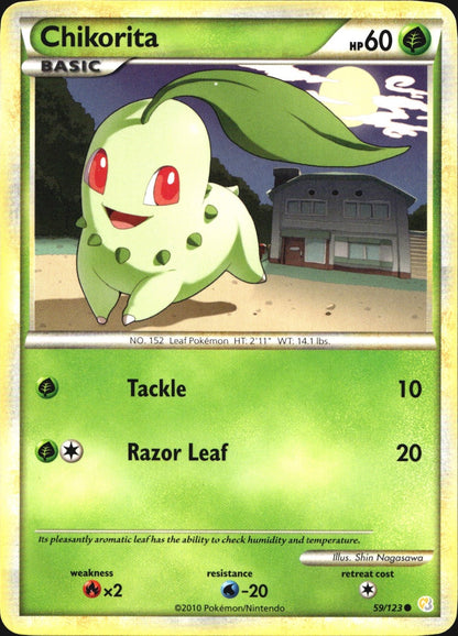 Chikorita 59/123 Common HeartGold & SoulSilver Pokemon Near Mint