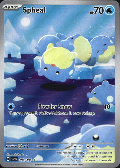 Spheal 199/191 Illustration Rare Surging Sparks Pokemon Near Mint