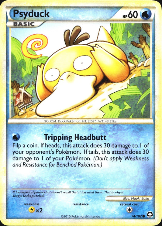 Psyduck 74/102 Common HGSS Triumphant Pokemon Near Mint