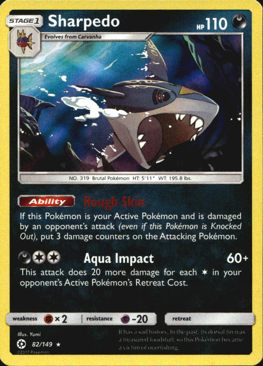 Sharpedo 82/149 Holo Rare Sun & Moon Pokemon Near Mint