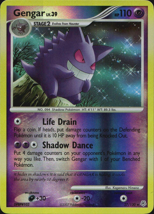 Gengar 27/130 Rare Diamond & Pearl Pokemon Reverse Holo Near Mint