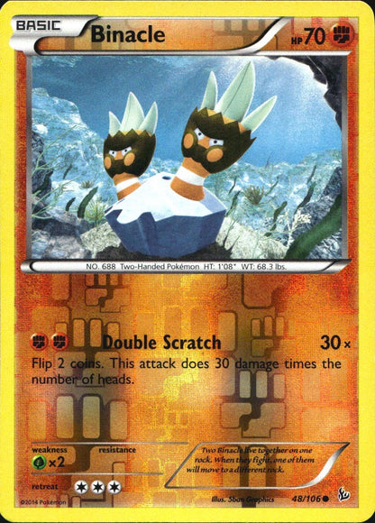 Binacle 48/106 Common Flashfire Pokemon Reverse Holo Near Mint