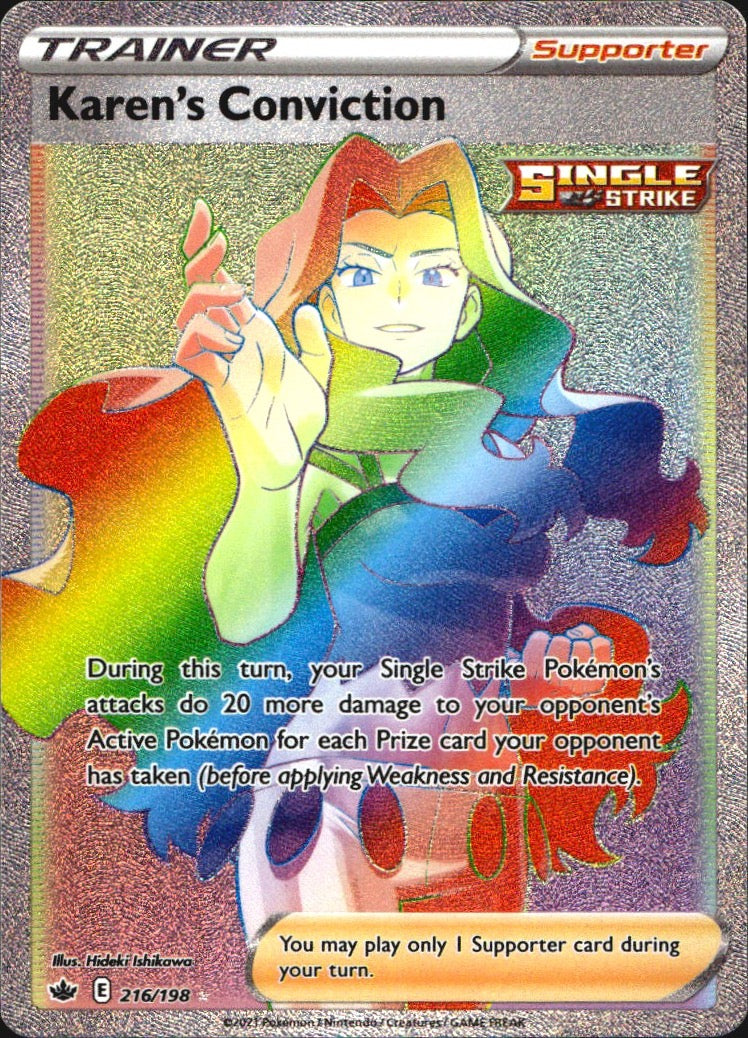 Karen's Conviction 216/198 Rainbow Rare Chilling Reign Near Mint