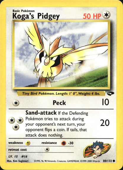 Koga's Pidgey 80/132 Common Gym Challenge Pokemon Near Mint