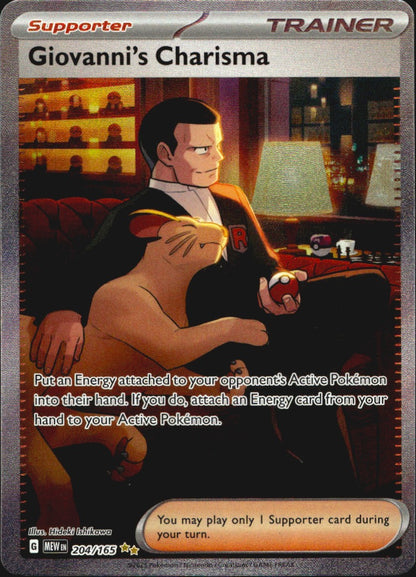 Giovanni's Charisma 204/165 Special Illustration Rare 151 Pokemon Near Mint
