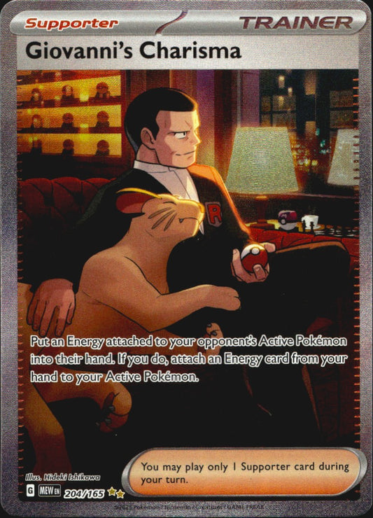 Giovanni's Charisma 204/165 Special Illustration Rare 151 Pokemon Near Mint