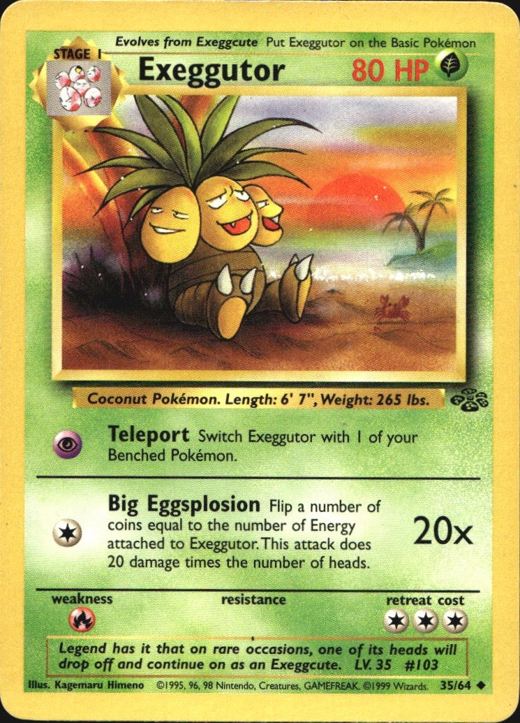 Exeggutor 35/64 Uncommon Jungle Pokemon Near Mint