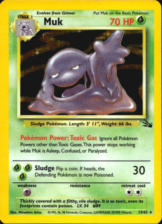 Muk 13/62 Holo Rare Fossil Pokemon Near Mint