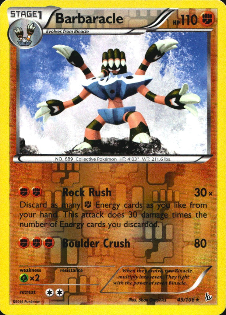 Barbaracle 49/106 Rare Flashfire Pokemon Reverse Holo Near Mint