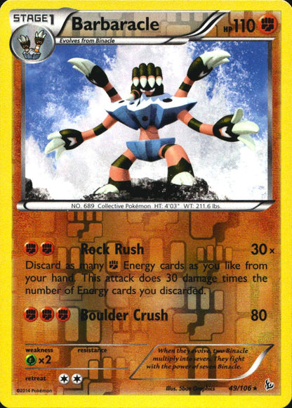 Barbaracle 49/106 Rare Flashfire Pokemon Reverse Holo Near Mint