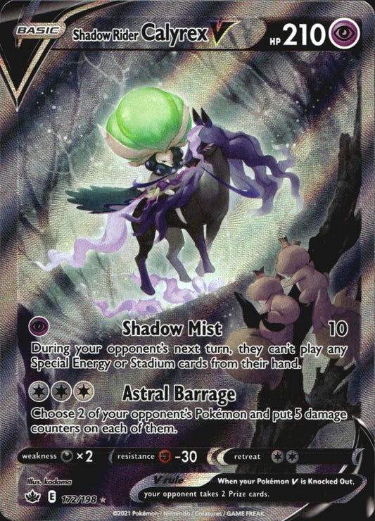Shadow Rider Calyrex V 172/198 Rare Ultra Chilling Reign Pokemon Near Mint