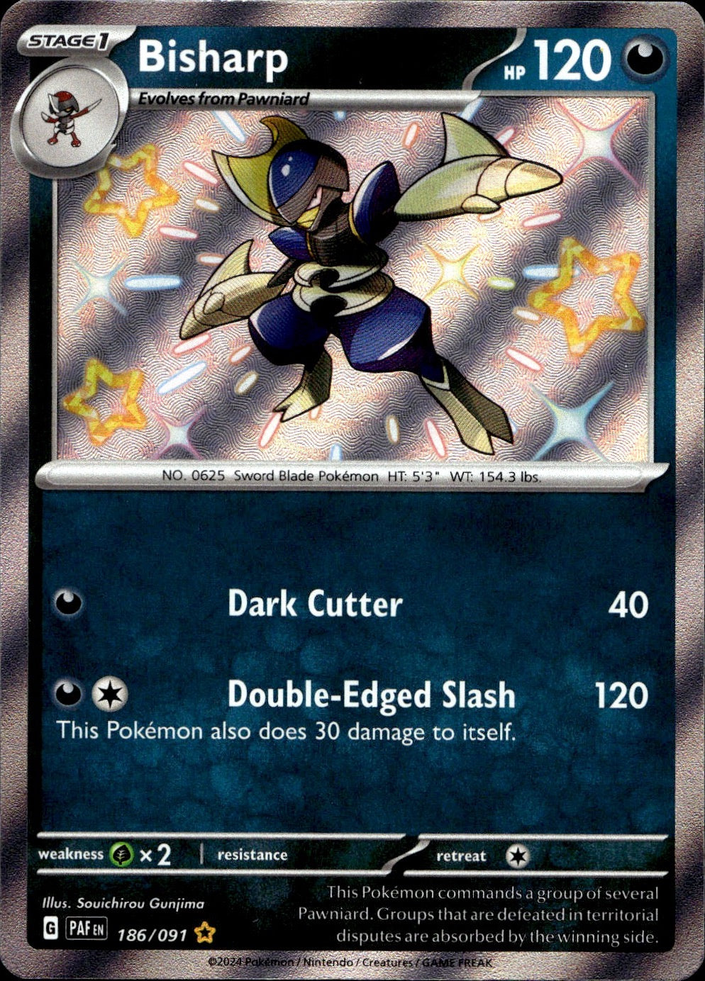 Bisharp 186/091 Shiny Rare Paldean Fates Pokemon Near Mint