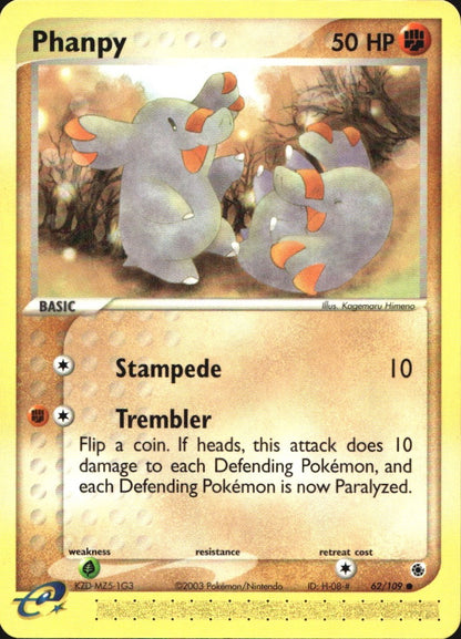 Phanpy 62/109 Common Ruby & Sapphire Pokemon Near Mint