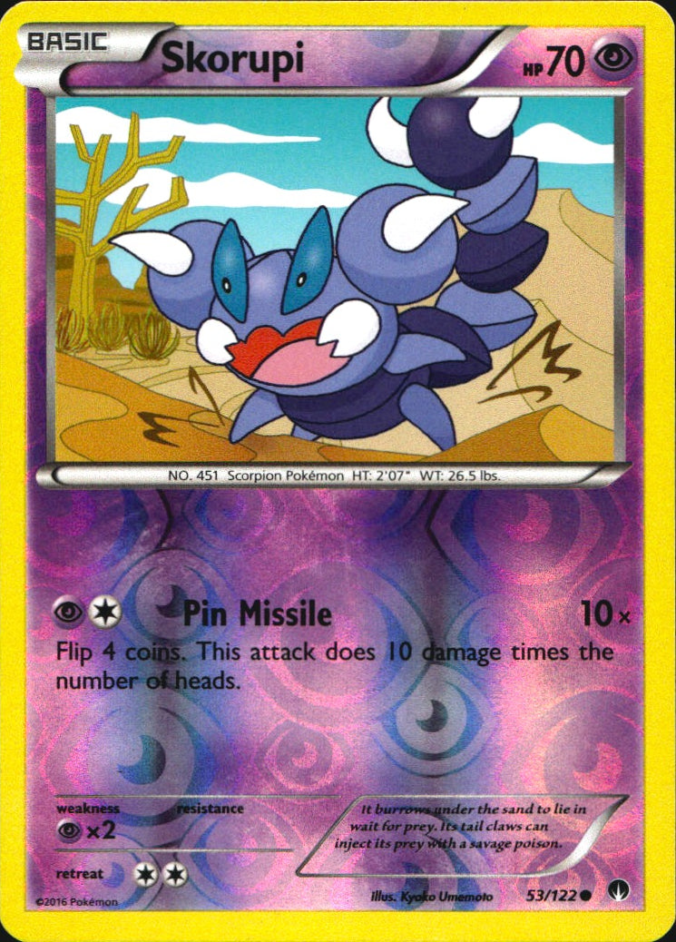 Skorupi 53/122 Common BREAKpoint Pokemon Reverse Holo Near Mint