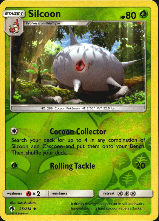 Silcoon 25/214 Uncommon Lost Thunder Pokemon Reverse Holo Near Mint