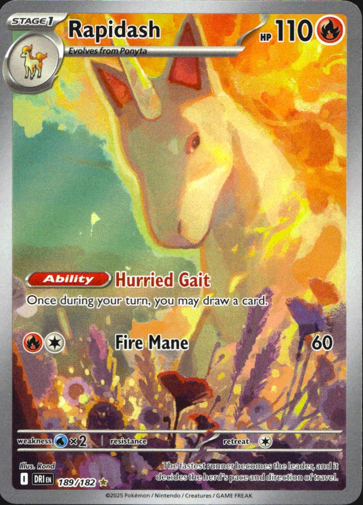 Rapidash 189/182 Illustration Rare Destined Rivals Pokemon Near Mint