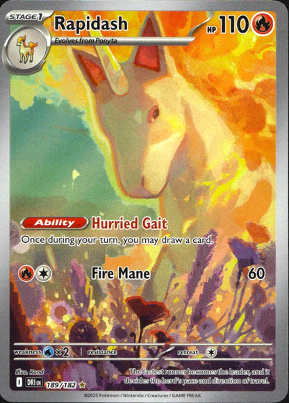 Rapidash 189/182 Illustration Rare Destined Rivals Pokemon Near Mint