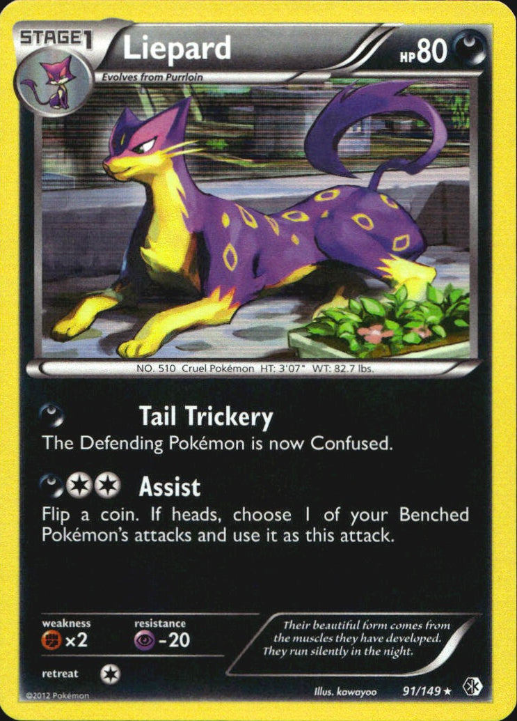 Liepard 91/149 Holo Rare Boundaries Crossed Pokemon Near Mint