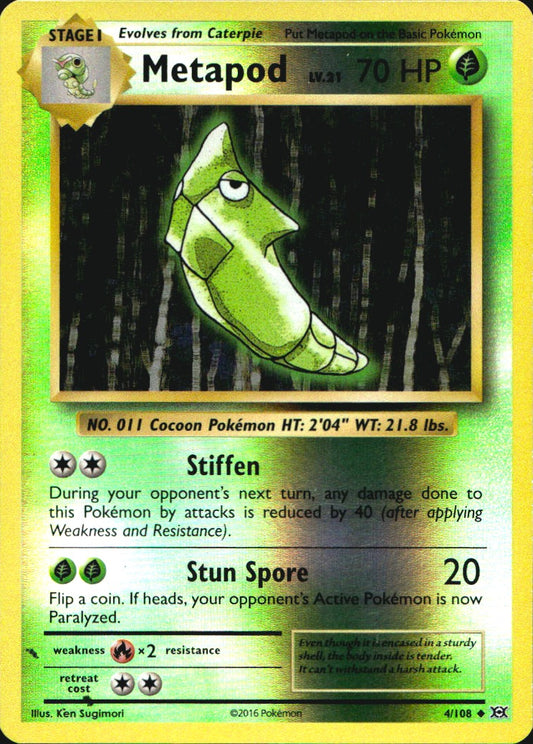 Metapod 4/108 Uncommon Evolutions Pokemon Reverse Holo Near Mint