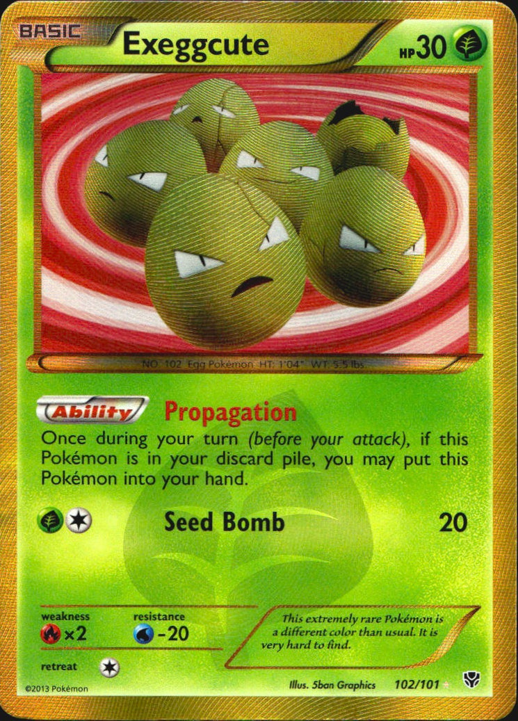 Exeggcute 102/101 Secret Rare Plasma Blast Pokemon Lightly Played