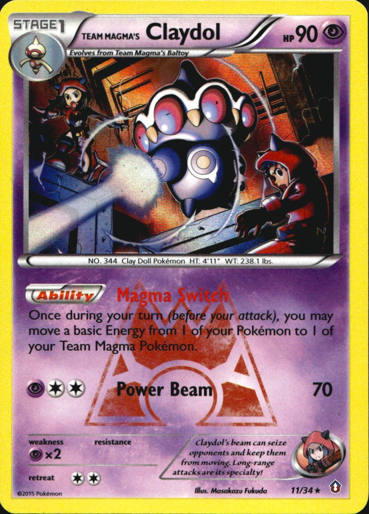 Team Magma's Claydol 11/34 Holo Rare Double Crisis Pokemon Near Mint