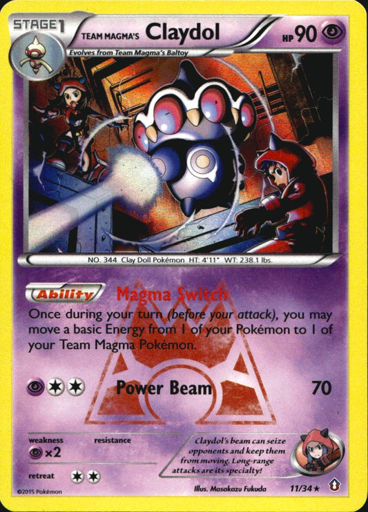 Team Magma's Claydol 11/34 Holo Rare Double Crisis Pokemon Near Mint