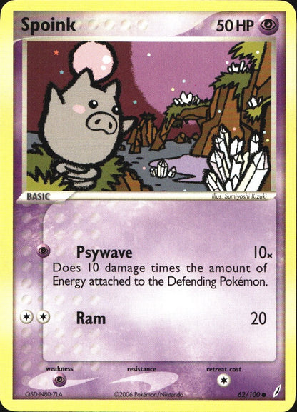 Spoink 62/100 Common Crystal Guardians Pokemon Near Mint