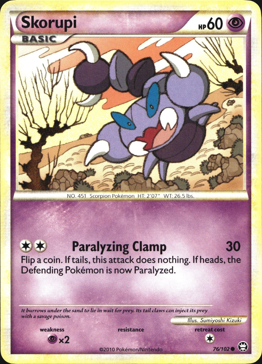 Skorupi 76/102 Common HGSS Triumphant Pokemon Near Mint