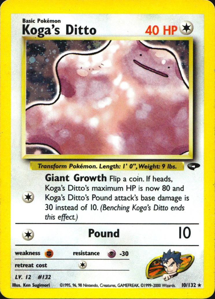Koga's Ditto 10/132 Holo Rare Gym Challenge Pokemon Lightly Played