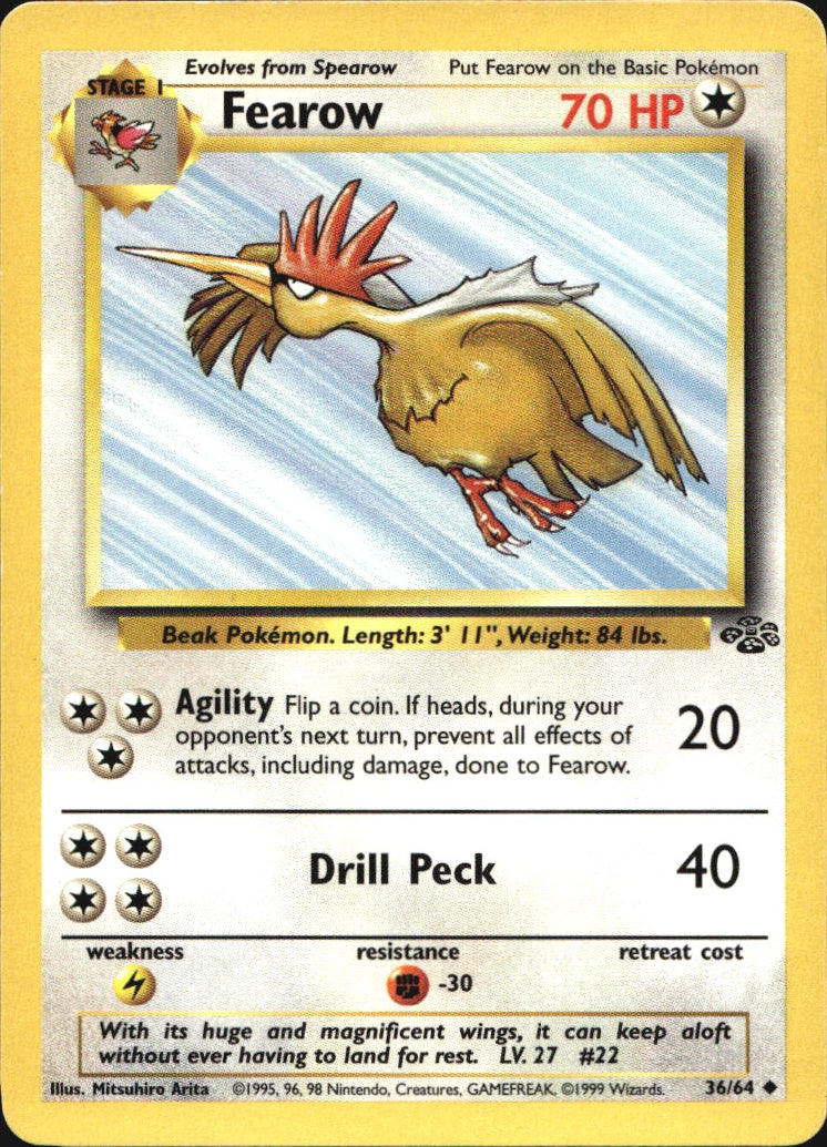 Fearow 36/64 Uncommon Jungle Pokemon Near Mint