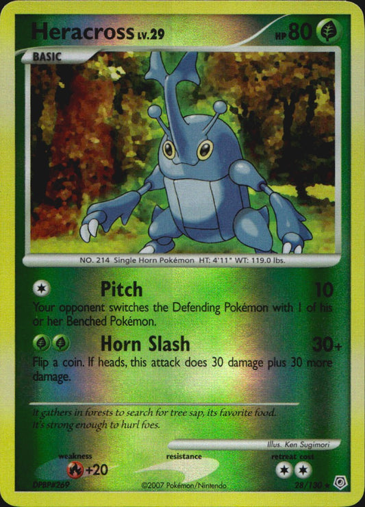 Heracross 28/130 Rare Diamond & Pearl Pokemon Reverse Holo Near Mint