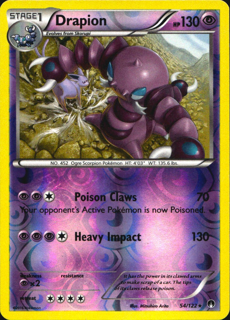 Drapion 54/122 Rare BREAKpoint Pokemon Reverse Holo Near Mint