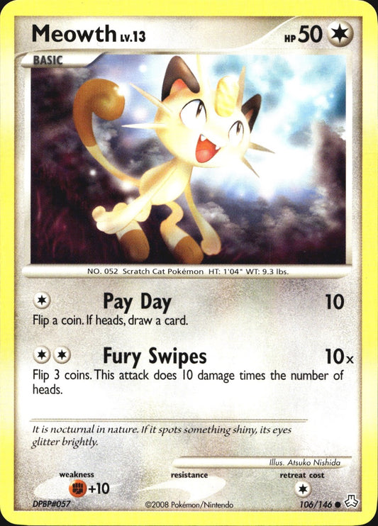 Meowth 106/146 Common Legends Awakened Pokemon Near Mint