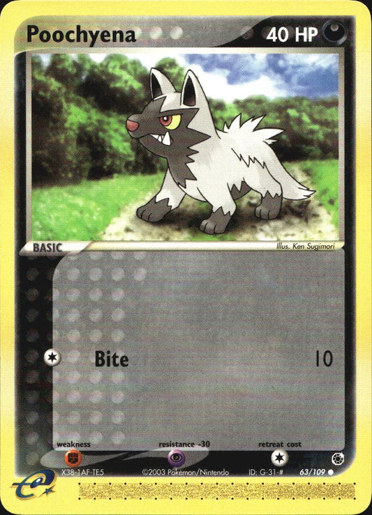 Poochyena 63/109 Common Ruby & Sapphire Pokemon Near Mint