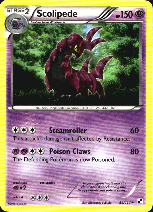 Scolipede 54/114 Rare Black & White Pokemon Near Mint