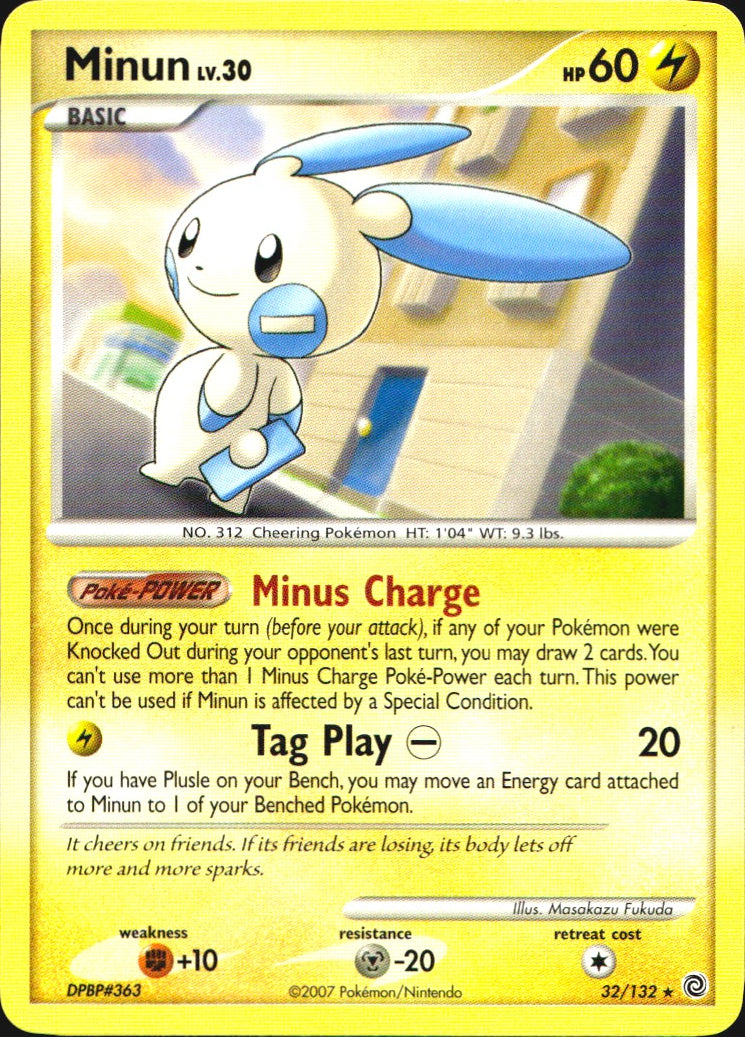 Minun 32/132 Rare Secret Wonders Pokemon Near Mint