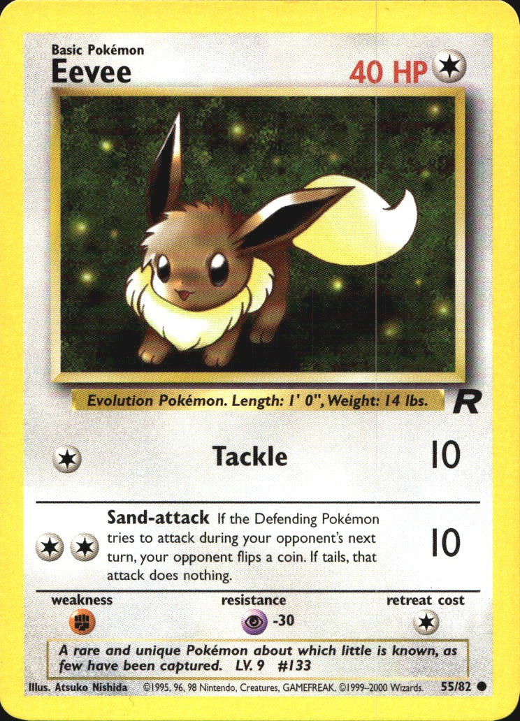 Eevee 55/82 Common Team Rocket Pokemon Near Mint