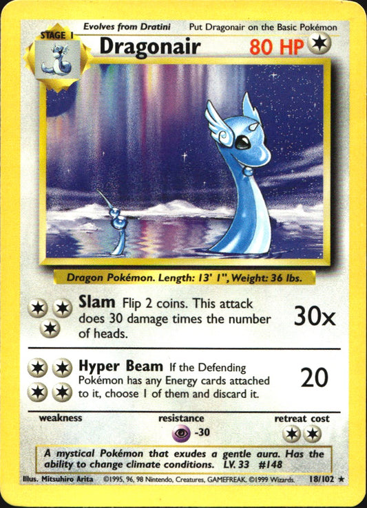 Dragonair 18/102 Rare Base Set Unlimited Pokemon Near Mint