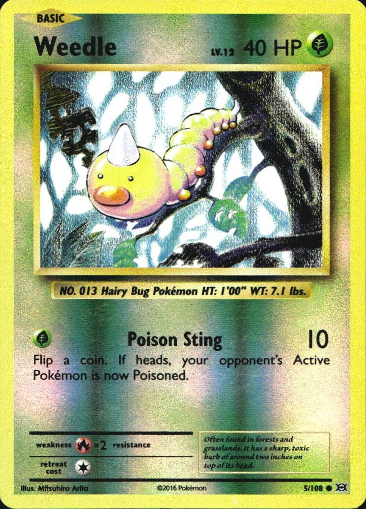 Weedle 5/108 Common Evolutions Pokemon Reverse Holo Near Mint