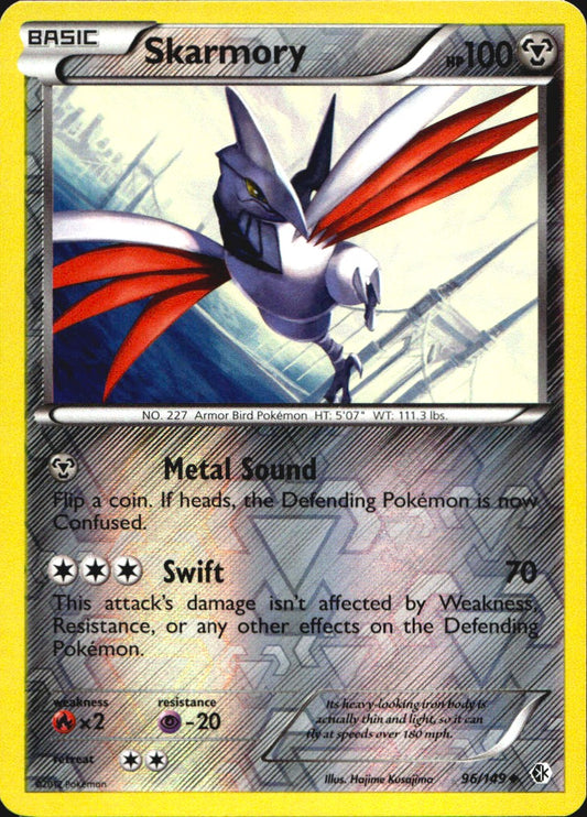 Skarmory 96/149 Uncommon Boundaries Crossed Pokemon Reverse Holo Near Mint